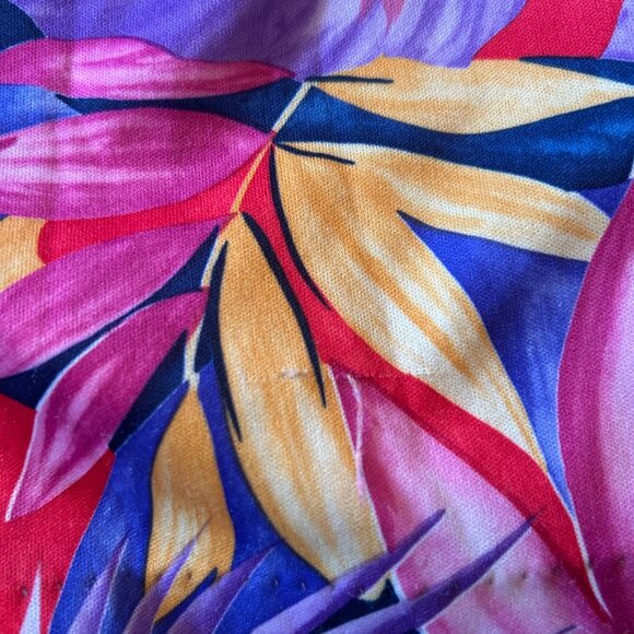 Vintage Granada Vibrant Tropical Palm Leaf Strapless Romper M - Picture 5 of 7